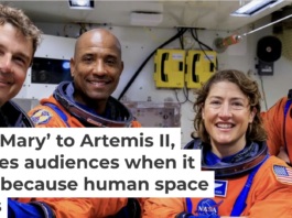 The Artemis II crew poses during a ground systems test ahead of launch. NASA/Frank Michaux